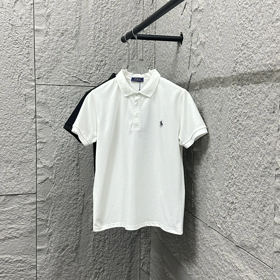 🅿️180 Ralph Lauren POLO 2025 Spring and Summer New Style Simple logo small embroidery pique fabric Short-sleeved polo for men and women Size: M L XL 2XL 3XL Color: Black White
